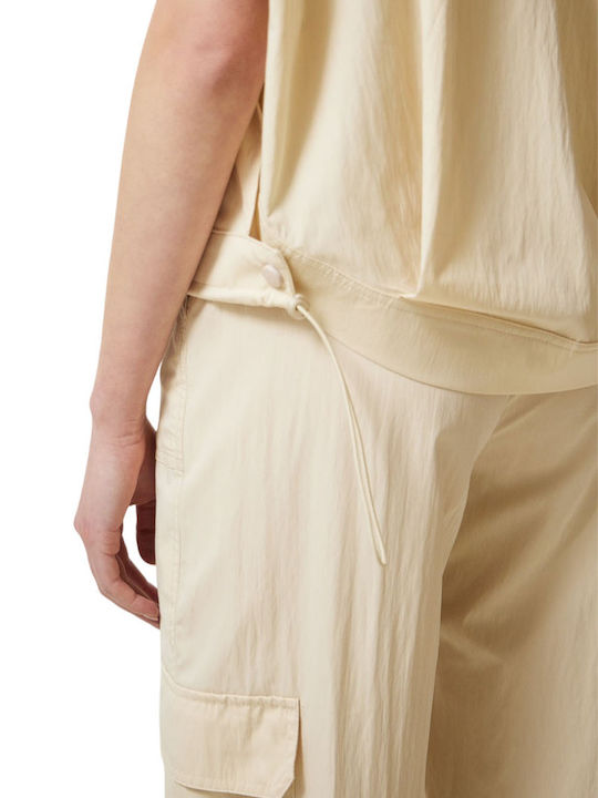 Enzzo Γυναικείο Υφασμάτινο Παντελόνι με Λάστιχο σε Ίσια Γραμμή Εκρού