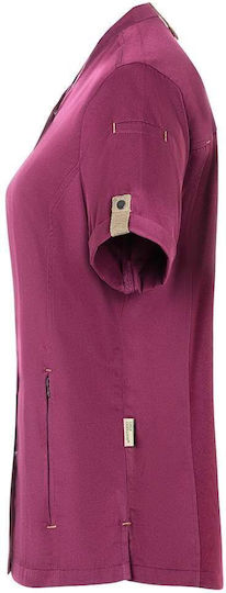 Karlowsky Coat Chef 100% Cotton made Female Fuchsia with Short Sleeve