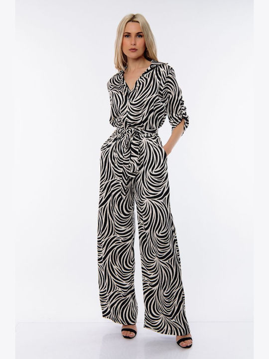 Black Zebra Print Jumpsuit