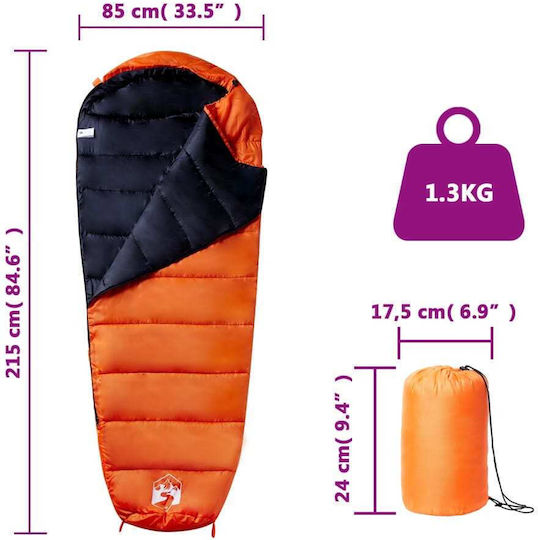 vidaXL Schlafsack Einzeln Orange