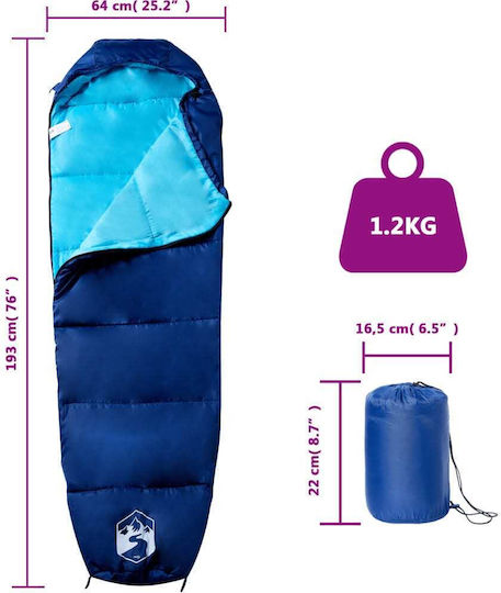 vidaXL Sleeping Bag Μονό Μπλε