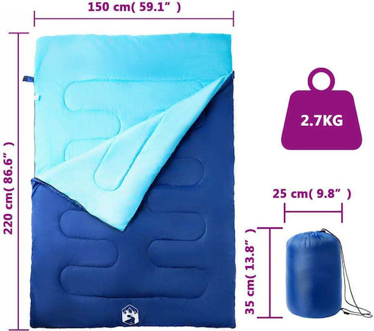vidaXL Sac de dormit Dublu Albastru