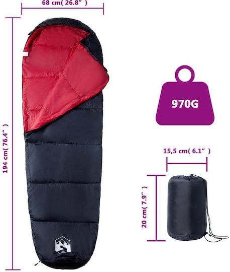 vidaXL Sleeping Bag Μονό Κοκκινο