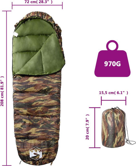 vidaXL Sleeping Bag Μονό Πράσινο