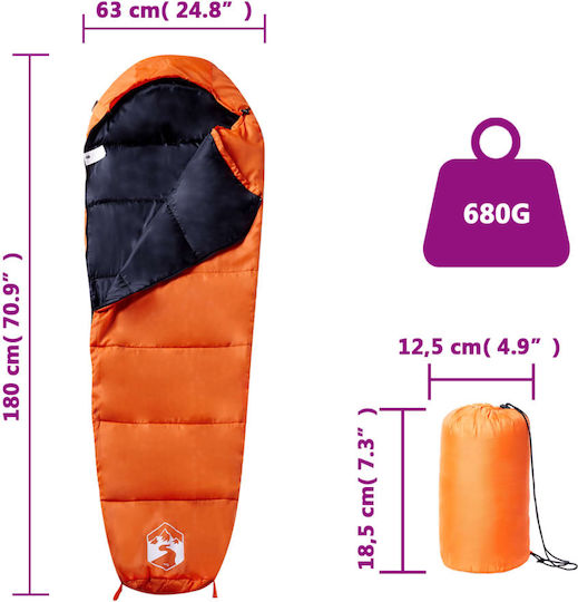 vidaXL Спален чувал Единично Orange