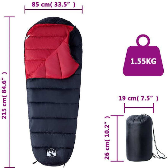 vidaXL Sleeping Bag Single Red