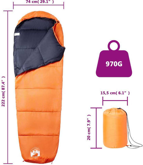 vidaXL Schlafsack Einzeln Orange