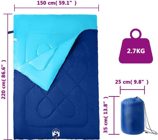 vidaXL Sac de dormit Dublu Albastru