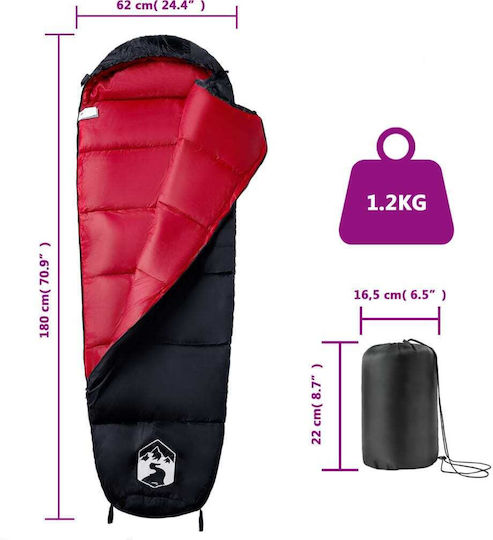 vidaXL Sleeping Bag Single Red
