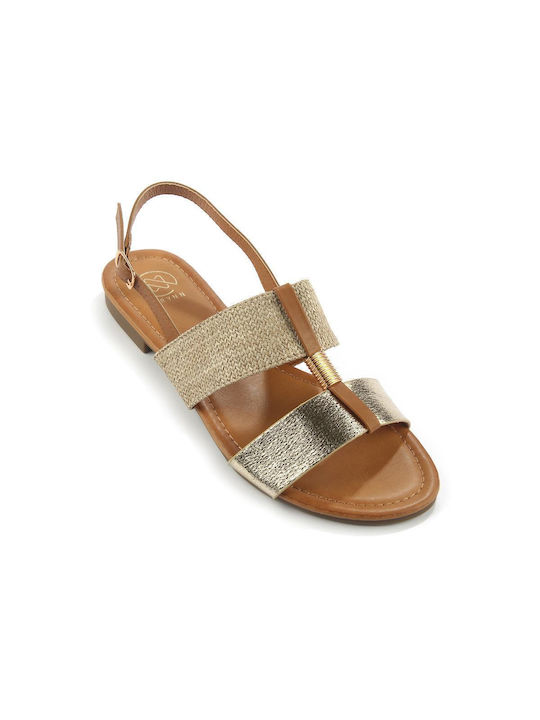 Two-Strap Sandal with Gold Details Fshoes 333/126.16 Gold