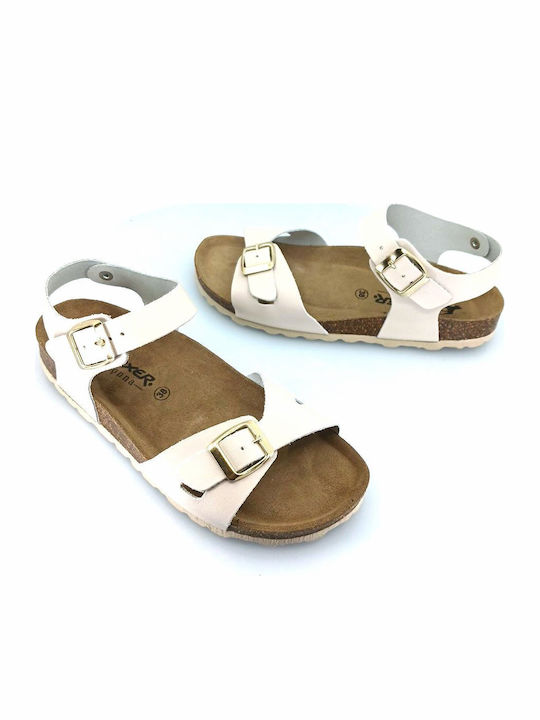 Leather Women's Flat Sandals Anatomic in White Color
