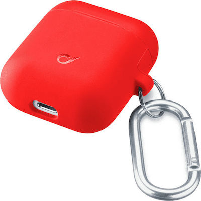 Cellular Line Bounce Case Silicone with Hook in Red color for Apple AirPods 1 / AirPods 2