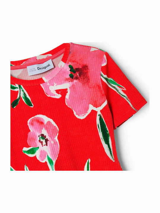 Belisa Rochie De Fete Mâneca Scurtă Floral Roșie