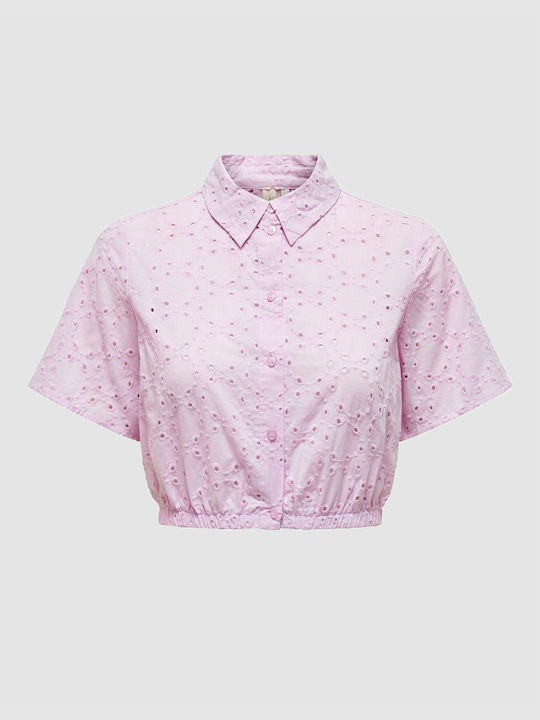 Only Women's Short Sleeve Shirt Pink