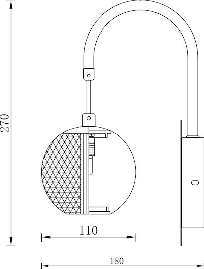 Braytron Leuchte Wand mit Fassung G9 Gold 27cm