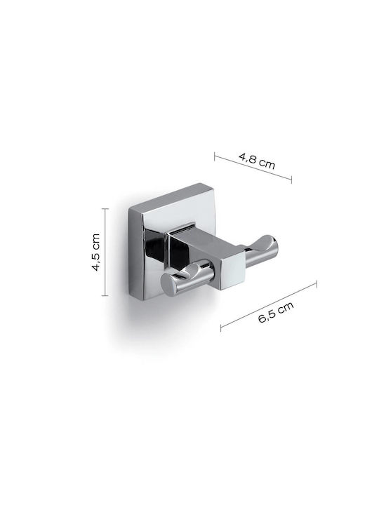 Gedy Double Wall-Mounted Bathroom Hook Silver
