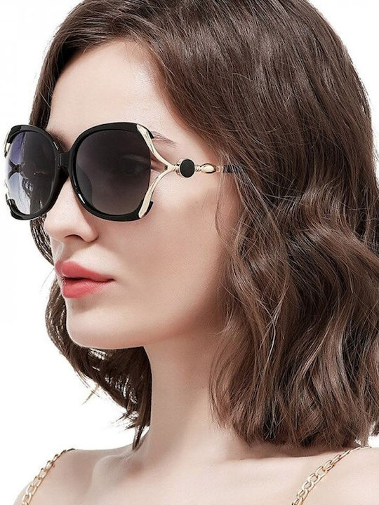 Techsuit Women's Sunglasses with Brown Plastic Frame and Brown Gradient Polarized Lens