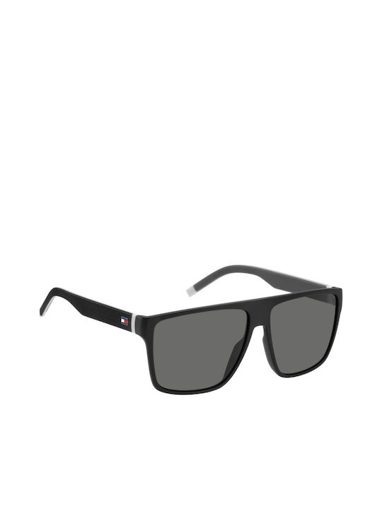 Tommy Hilfiger Men's Sunglasses with Black Plastic Frame and Black Polarized Lens TH1717/S 08A/M9