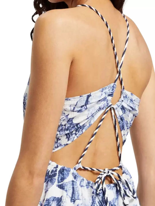 Rochii De Vară Pentru Femei Maxi Rochie Cu Volane Albastră