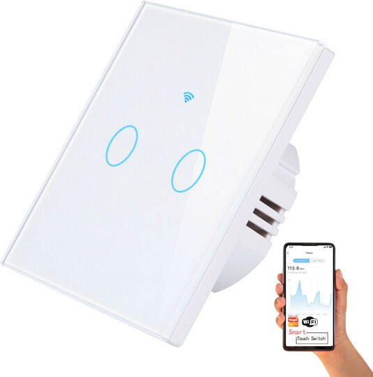 Comutator De Perete Electric Încastrat Rezistent La Apă Tactil Wi-Fi Cu Comenzi Alb