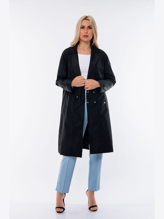 Femeie black Palton cu Nasturi