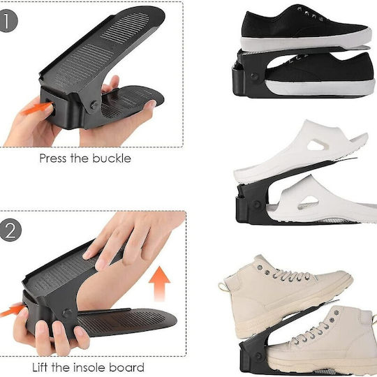 Bază Din Plastic Pentru Depozitarea Pantofilor Neagră 6x25.5x11cm 2 Bucăți