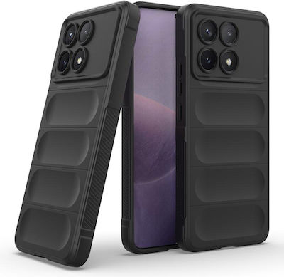 Techsuit Magic Umschlag Rückseite Silikon Schwarz (Poco X6 Pro)