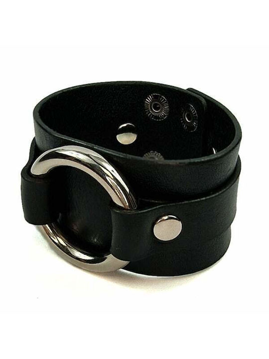 Bracelet Made Genuine Leather Veiras Handmade Black 16-17 Cm