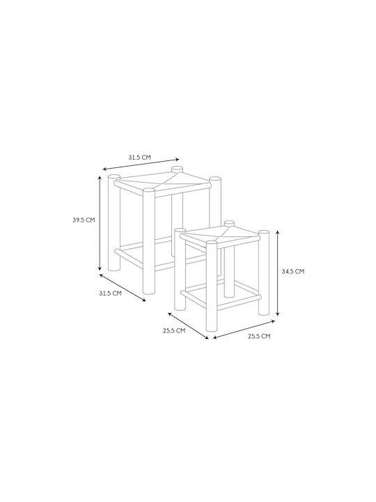 Stool For Living Room Wooden Coffee 2pcs 30x30x43cm