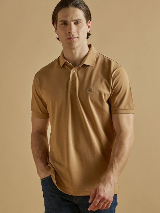 Guy Laroche Men's Short Sleeve Blouse Polo Camel