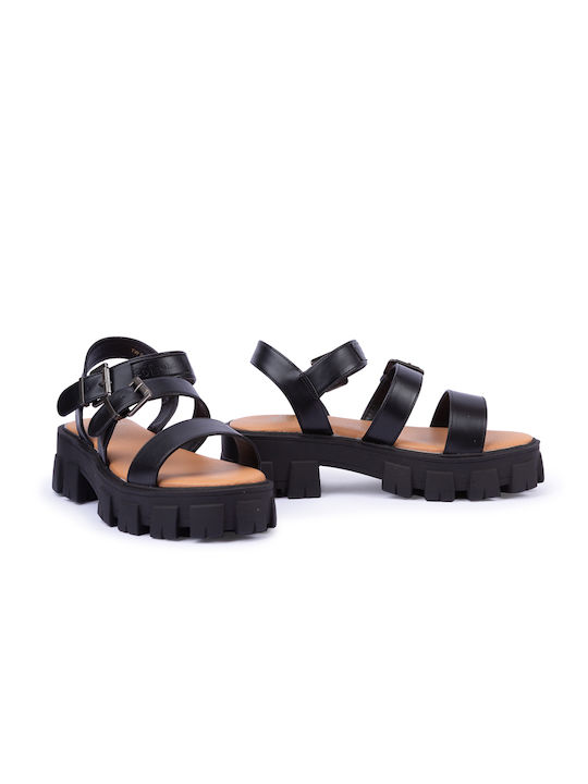 Love Berry Women's Flat Sandals Flatforms in Black Color