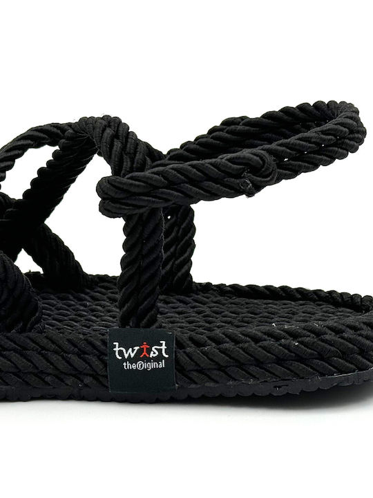 Twist Damen Flache Sandalen in Schwarz Farbe