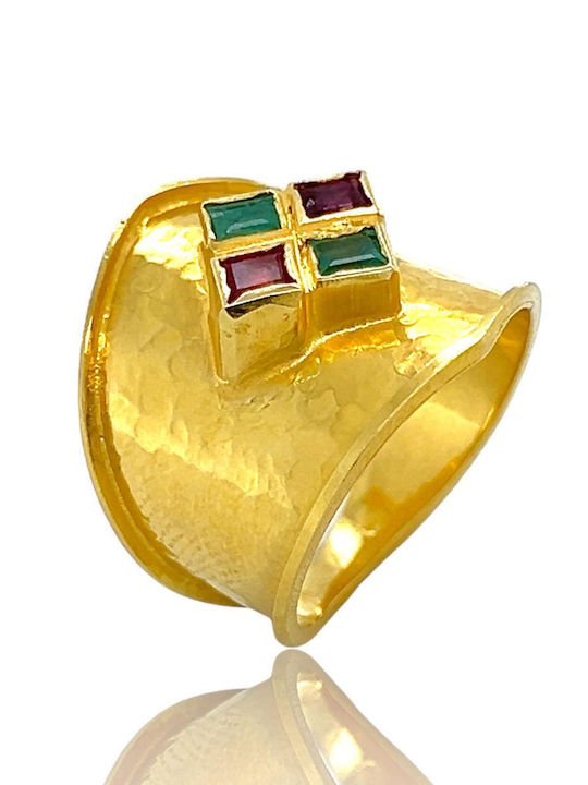 Xryseio Ring with Stones made of Gold 18K