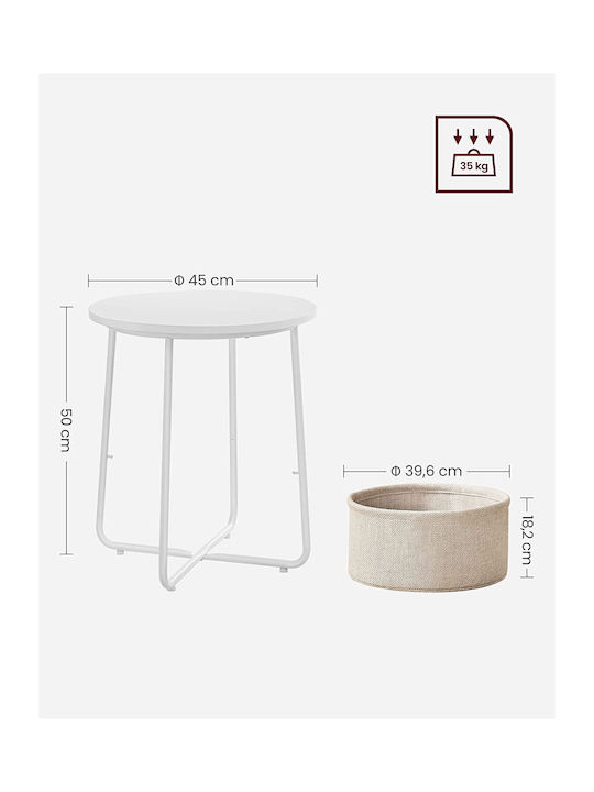 Round White Wooden Side Coffee Table W45xL45xH50cm
