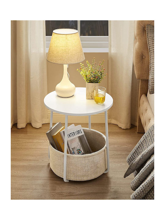 Round White Wooden Side Coffee Table W45xL45xH50cm