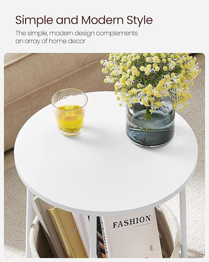 Round White Wooden Side Coffee Table W45xL45xH50cm