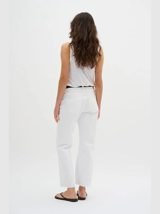 My Essential Wardrobe High Waist Women's Jean Trousers in Straight Line White