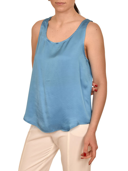 MY T Women's Blouse Satin Blue