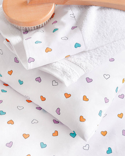 Rythmos Tiny Heart Set Kids Duvet Cover Single with Pillowcase Cotton White 160x250cm
