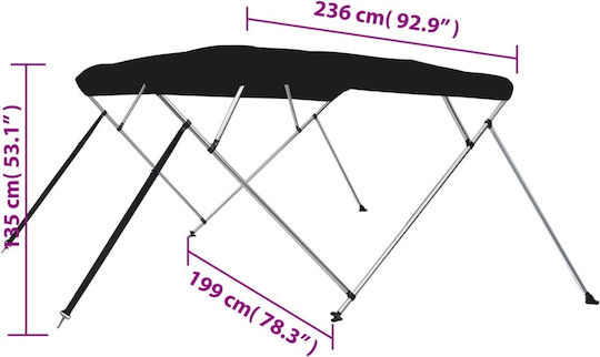 vidaXL Aluminium Boat Canopy L236xW199xH135cm Black