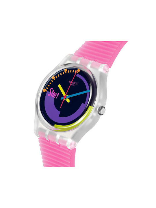 Swatch Swatch Ρολόι με Ροζ Καουτσούκ Λουράκι