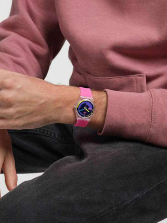 Swatch Swatch Дамски Часовник 34мм Кварцов с Розова Каучукова Каишка