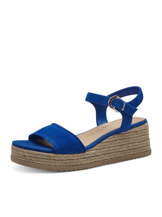 Anatomic Women's Leather Ankle Strap Platforms Blue