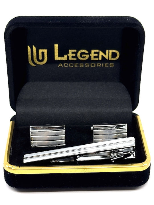 Lgtc-set Χκ 21 Set Cufflinks Tie Clips Legend Accessories Silver Color