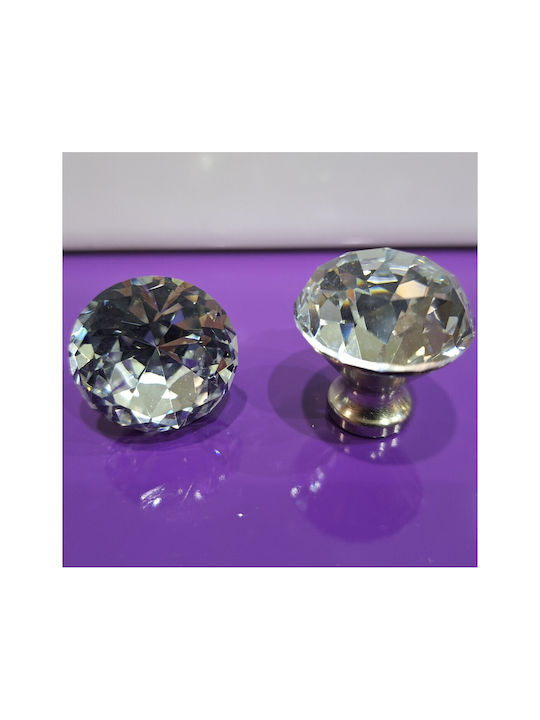 ACM Knob Furniture made of Metallic & Zamak & Crystal Nickel matt 30mm (Center Distance 30mm) 11851 1pcs