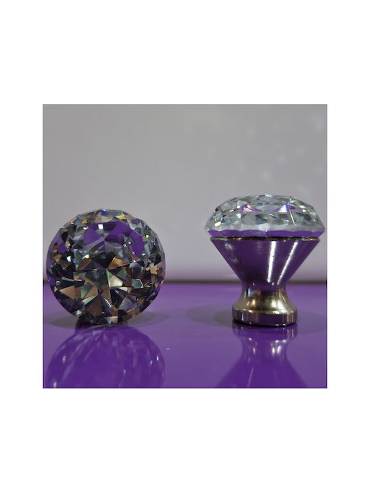 ACM Knob Furniture made of Metallic & Zamak & Crystal Nickel matt 30mm (Center Distance 30mm) 11851 1pcs