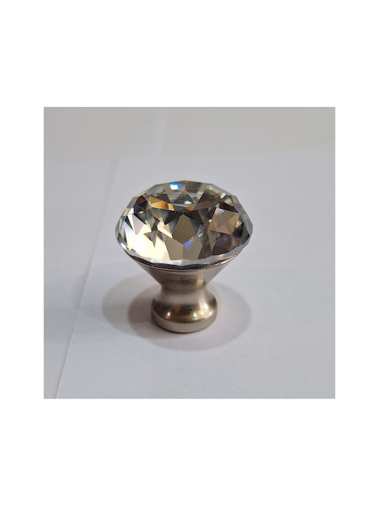 ACM Knob Furniture made of Metallic & Zamak & Crystal Nickel matt 30mm (Center Distance 30mm) 11851 1pcs
