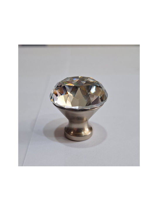 ACM Knob Furniture made of Metallic & Zamak & Crystal Nickel matt 30mm (Center Distance 30mm) 11851 1pcs