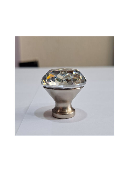 ACM Knob Furniture made of Metallic & Zamak & Crystal Nickel matt 30mm (Center Distance 30mm) 11851 1pcs