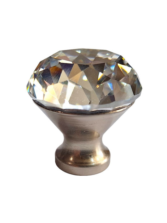 ACM Knob Furniture made of Metallic & Zamak & Crystal Nickel matt 30mm (Center Distance 30mm) 11851 1pcs